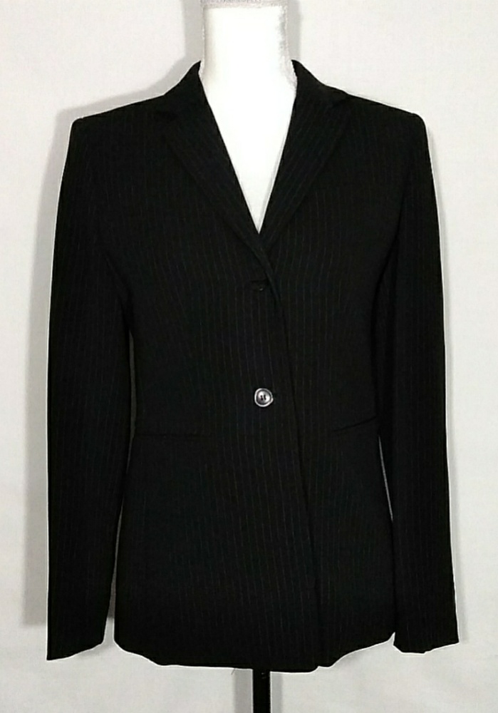 Casual corner silver pin strip womens suit top sz2